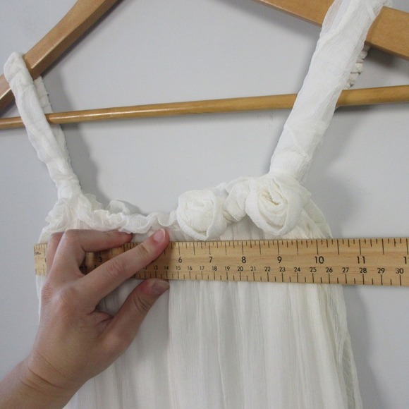 Ragazzi Italiani White S Top Blouse Cotton Silk Ruffle Rose Applique Silk 140 - Picture 5 of 12